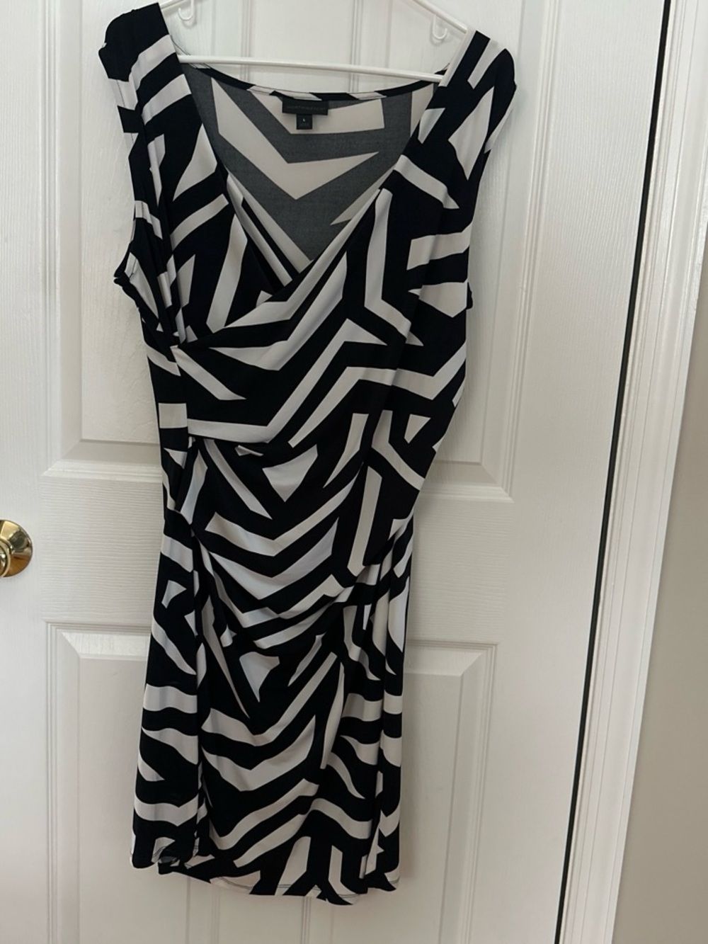 Worthington Black and White Geometric Midi Dress
